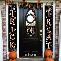 10XHalloween Banner Hanging Decorations Trick or Treat Porch Sign Front Door