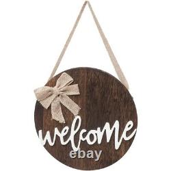 10XWelcome Sign Rustic Front Door Decor Round Wood Hanging Sign Farmhouse Porch
