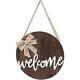 10XWelcome Sign Rustic Front Door Decor Round Wood Hanging Sign Farmhouse Porch