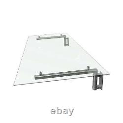 1440 x 800mm Glass Canopy, 4 Stainless Steel Brackets, Front/Back Door Porch