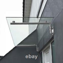 1440 x 800mm Glass Canopy, 4 Stainless Steel Brackets, Front/Back Door Porch