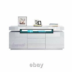 160cm High Gloss Front RGB LED Light Sideboard Cabinet TV Stand Unit Cupboard