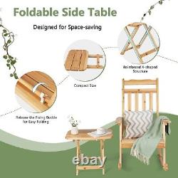 2 PCS Wooden Patio Garden Bistro Set Front Porch Rocking Chair &Foldable Table