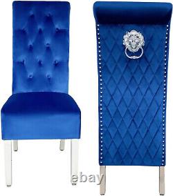 2Blue Sofia Lion Knocker Quilted back Tufted Front Dining Chair