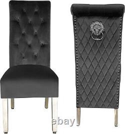 2Grey Sofia Lion Knocker Quilted back Tufted Front Dining Chair