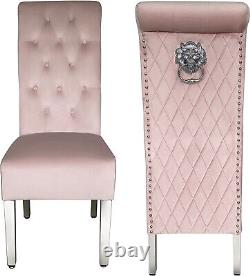 2Pink Sofia Lion Knocker Quilted back Tufted Front Dining Chair