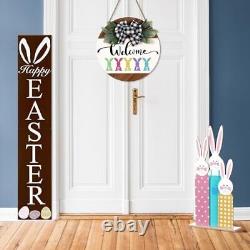 3 Pcs Easter Front Door Decoration, Easter Wooden Bunny Standing Porch Sign