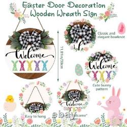 3 Pcs Easter Front Door Decoration, Easter Wooden Bunny Standing Porch Sign