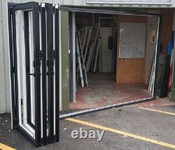 Aluminium bifold doors anthracite grey garden room summerhouse upvc 3620x2100