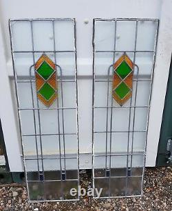 Amazing Colourful 1930s Art Deco Stained Glass Vintage Front Porch Side Windows