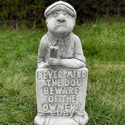 Angry man statue for front door decor Concrete funny quote sculpture Outdoor art