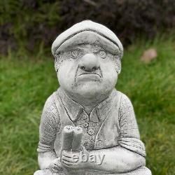Angry man statue for front door decor Concrete funny quote sculpture Outdoor art