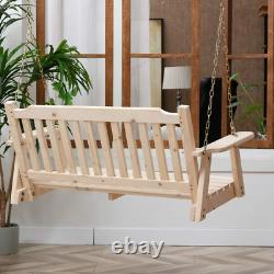 Anraja Rustic Front Porch Swing Seat with Hanging Chains Wood Unfinished