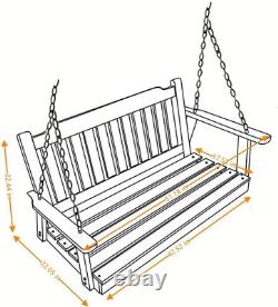 Anraja Rustic Front Porch Swing Seat with Hanging Chains Wood Unfinished