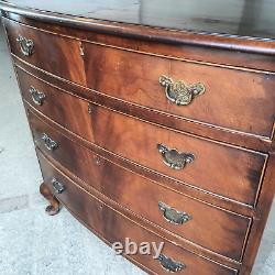 Antique Edwardian Small Bow Front Mahogany Chest of Drawers Cabriole Legs