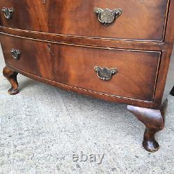 Antique Edwardian Small Bow Front Mahogany Chest of Drawers Cabriole Legs
