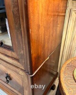 Antique French Mahogany Glazed Dresser / Cabinet /Bookcase c1900-20