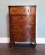 Antique Georgian Style Bow Fronted Burr Walnut Chest of Drawers