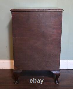 Antique Georgian Style Bow Fronted Burr Walnut Chest of Drawers