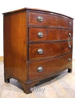 Antique Georgian inlaid bow front mahogany chest of drawers