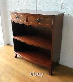Antique Style Mahogany Bow Front Bookcase With Two Drawers