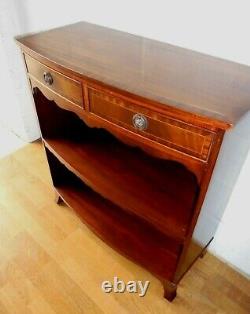 Antique Style Mahogany Bow Front Bookcase With Two Drawers
