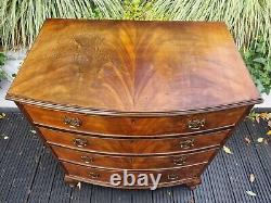 Antique Style Mahogany Bow Front Chest of Drawers 4 Drawers Chest Brass Pulls