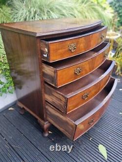 Antique Style Mahogany Bow Front Chest of Drawers 4 Drawers Chest Brass Pulls