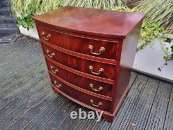 Antique Style Mahogany Chest of Drawers Bow Front 4 Drawers Brass Pulls Chest