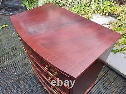 Antique Style Mahogany Chest of Drawers Bow Front 4 Drawers Brass Pulls Chest