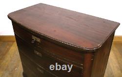 Antique rustic continental bow front chest of drawers