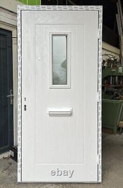 BRAND NEW COMPOSITE DOOR RED SLAB GREY FRAME 1000mm Wide By 2090mm Height (D254)