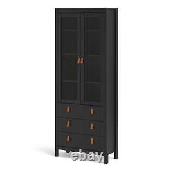 Barcelona China cabinet 2 doors withglass + 3 drawers in Matt Black