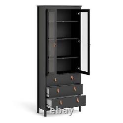 Barcelona China cabinet 2 doors withglass + 3 drawers in Matt Black