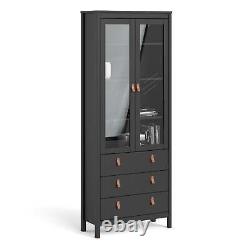 Barcelona China cabinet 2 doors withglass + 3 drawers in Matt Black