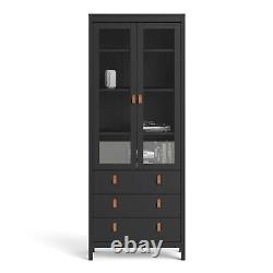 Barcelona China cabinet 2 doors withglass + 3 drawers in Matt Black