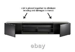 Black 200cm TV Stand Cabinet Matt Gloss Doors with LED Light for 65 70 80 TVs