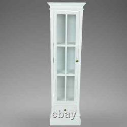 Bookcase Cabinet Display Storage Glass Door Drawer Furniture Living Room WHITE