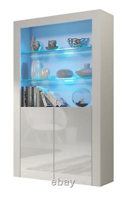 Cabinet Sideboard Unit Cupboard Display High Gloss Doors With Free LED