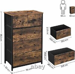 Chest Drawers Fabric 5-Drawer Storage Organiser Wooden Front and Top Industrial