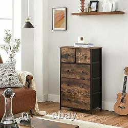 Chest Drawers Fabric 5-Drawer Storage Organiser Wooden Front and Top Industrial
