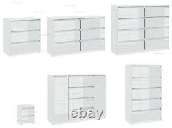Chest of 5 Drawers Sideboard tv unit cabinet White High Gloss Fronts