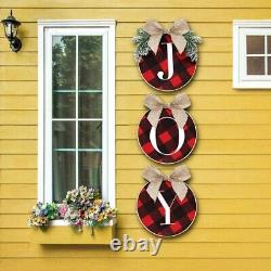 Christmas Decorations Joy Sign Buffalo Check Plaid Wreath for Front Door