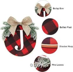 Christmas Decorations Joy Sign Buffalo Check Plaid Wreath for Front Door