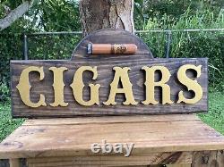 Cigar Lounge Whiskey Bar Cigars Wood Sign Raised Rustic Tavern Antique Look