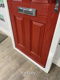 Composite Front Door Red External Exterior Woodgrain Grp Upvc Double Glazed Used