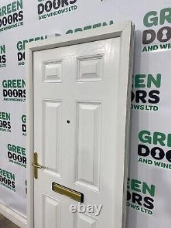 Composite Front Door White Woodgrain Grp Upvc External Exterior Entrance Used