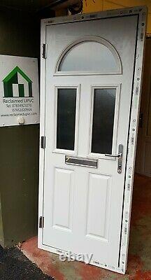Composite door anthracite grey on white front porch upvc mancave 870x2100 (6370)