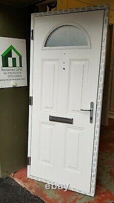 Composite door anthracite grey on white front porch upvc mancave 898x2084 (6367)