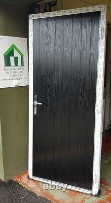 Composite double glazed door Black porch Mancave open out pvc 916x2047 (6445)